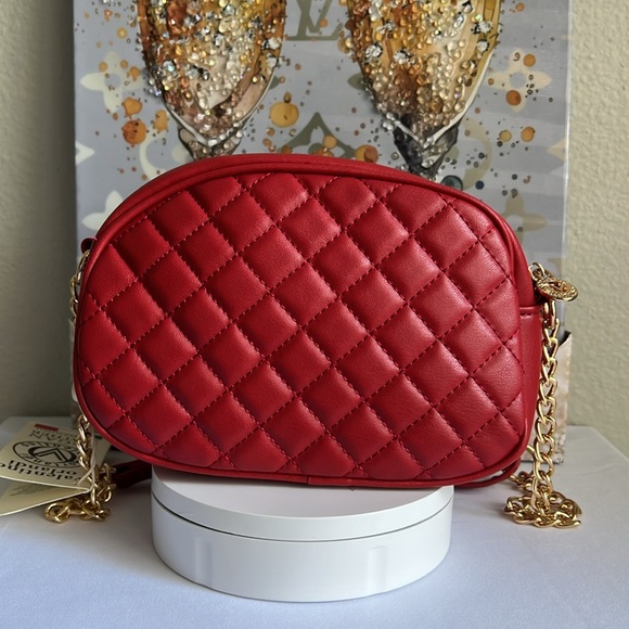 Valentino Orlandi Red Gold Hardware Chain Crossbody Bag 8Wx6Hin. - Picture 3 of 15